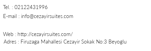 Cezayir Suites stanbul telefon numaralar, faks, e-mail, posta adresi ve iletiim bilgileri